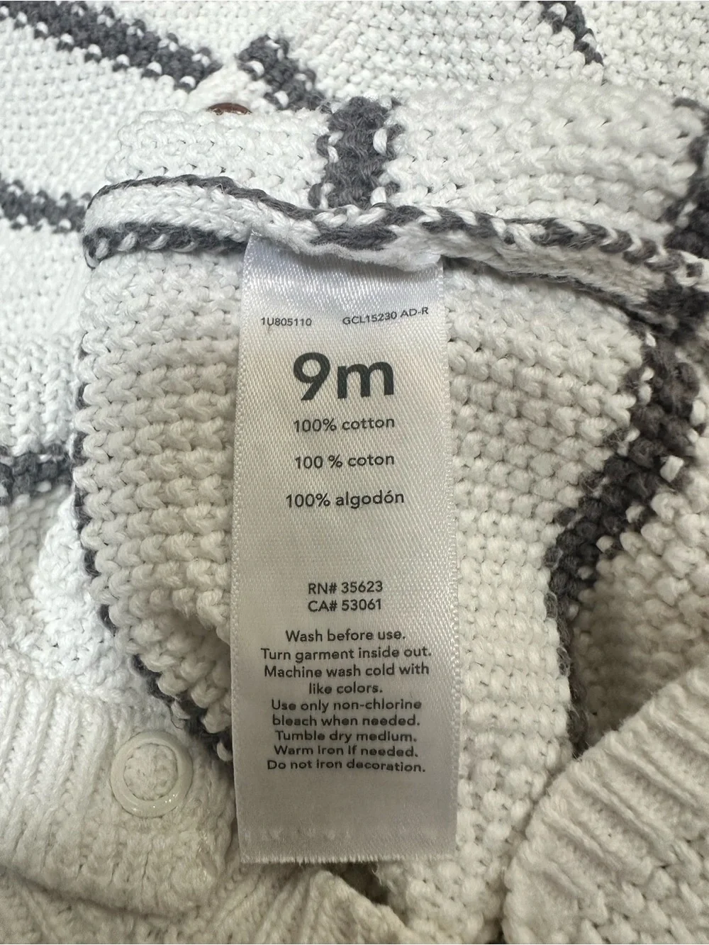 Carter's White & Gray Striped Knit Button Romper